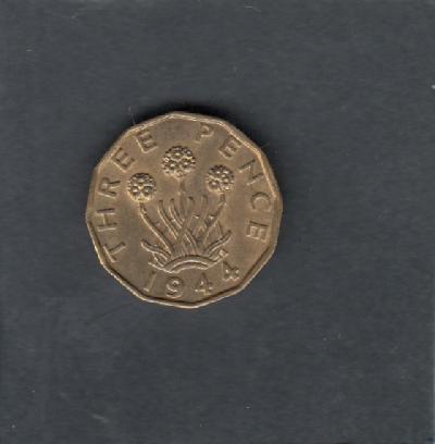 Beschrijving: 3 Pence  GEORGIUS VI